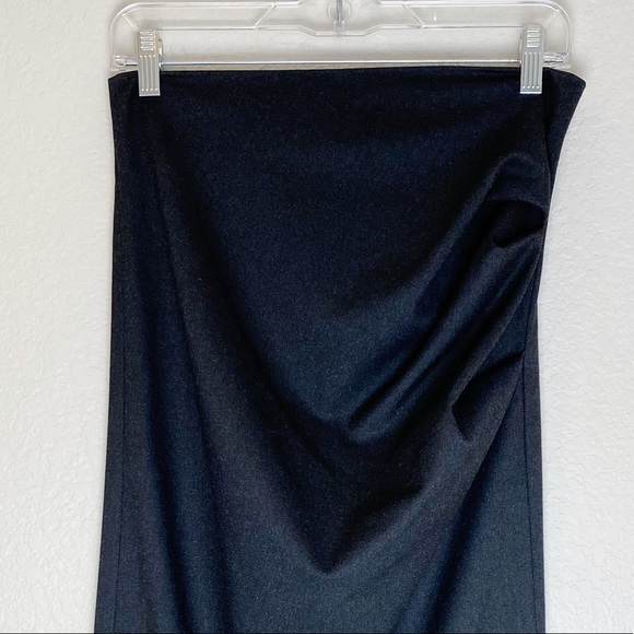 ZARA Ruched Side Charcoal Gray Midi Pencil Skirt Medium Classic Trendy - Picture 5 of 15